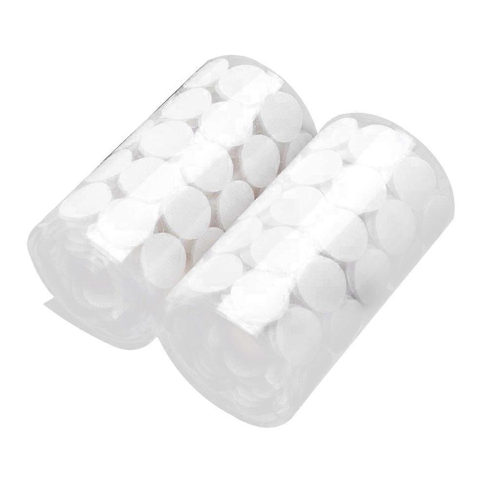 Back Adhesive Hook and Loop for 200Pairs White Round Tapes