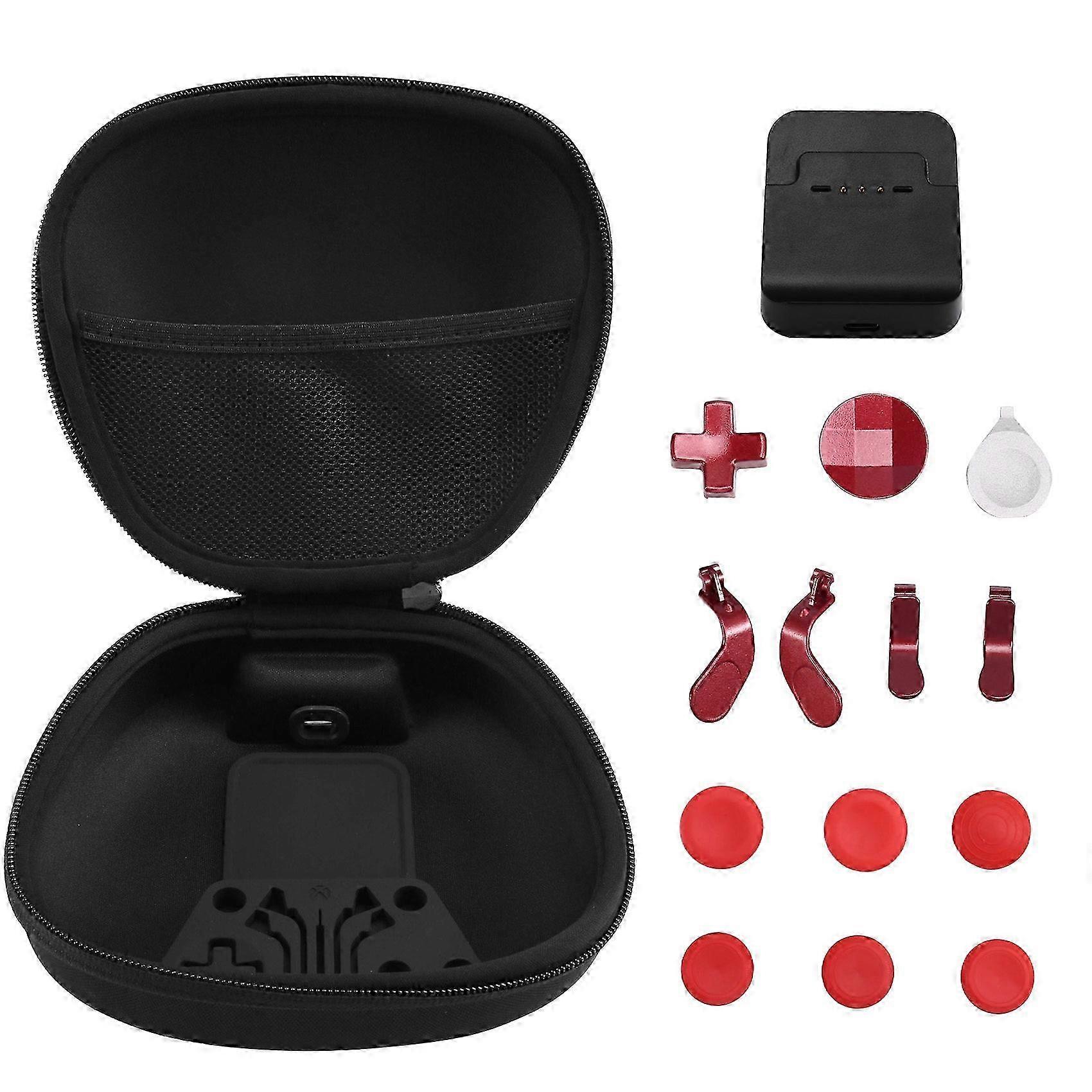 Complete Component Pack compatible withOne Elite Series 2 Elite Edition Controller Metal Button Bag Charger Set Red