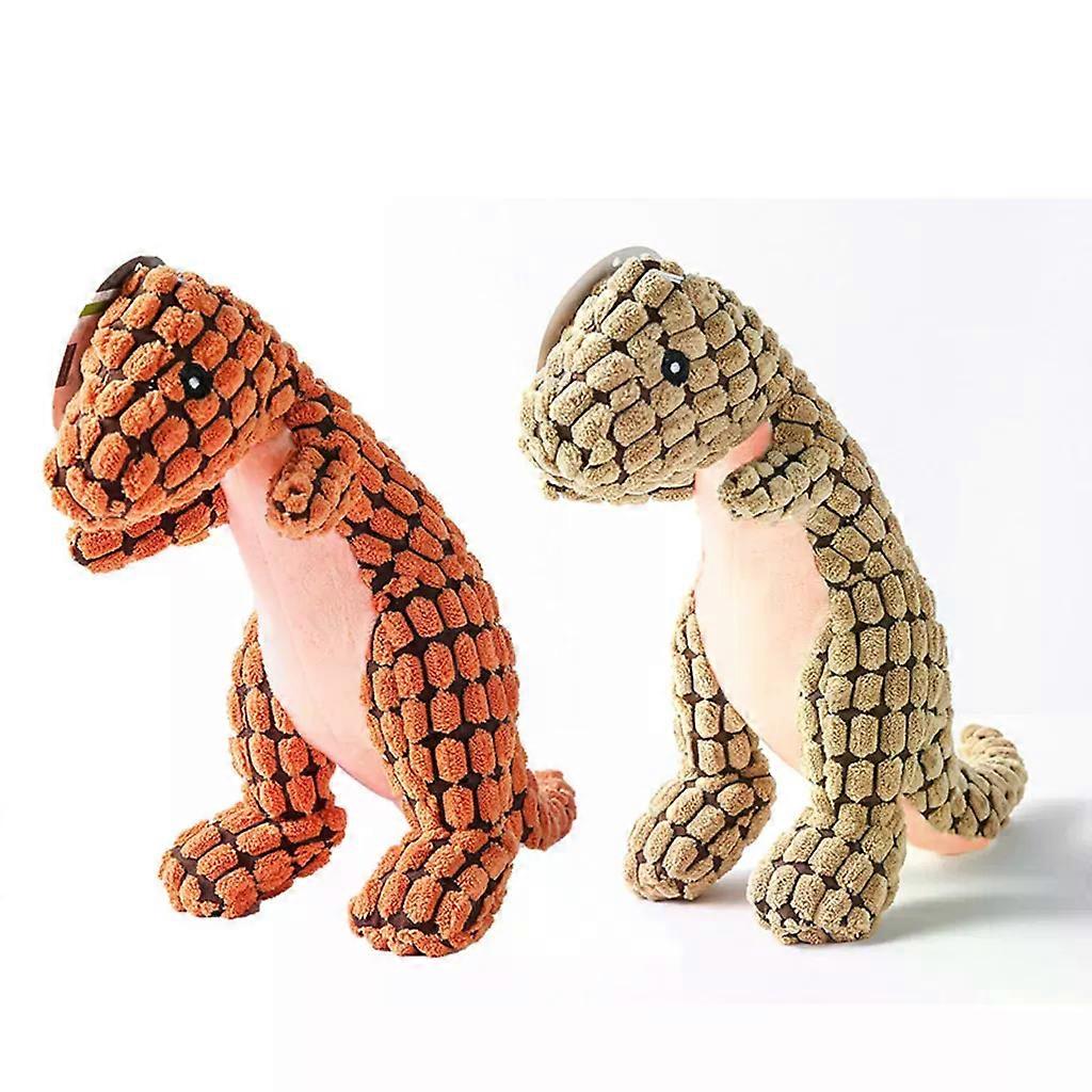 2-Pack Durable Dinosaur Interactive Dog Toys Squeaky Dinosaur Plush Dog Bite