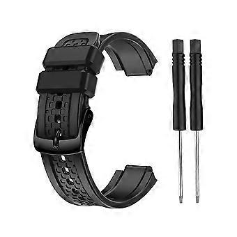 Replacement Silicone Watch Band Strap for Garmin Forerunner 25 Small Black with Tools