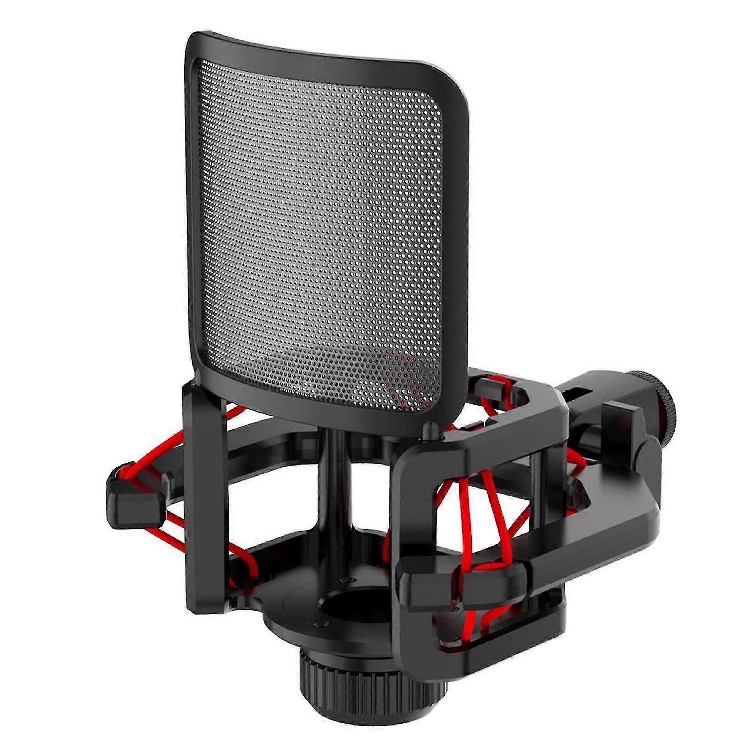 Microphone Shock Mount with Microphone Filter Windscreen,Red