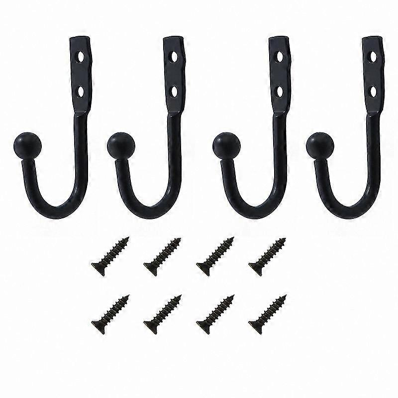 Wall Hooks with Screws, 4-Pack, Black, 35