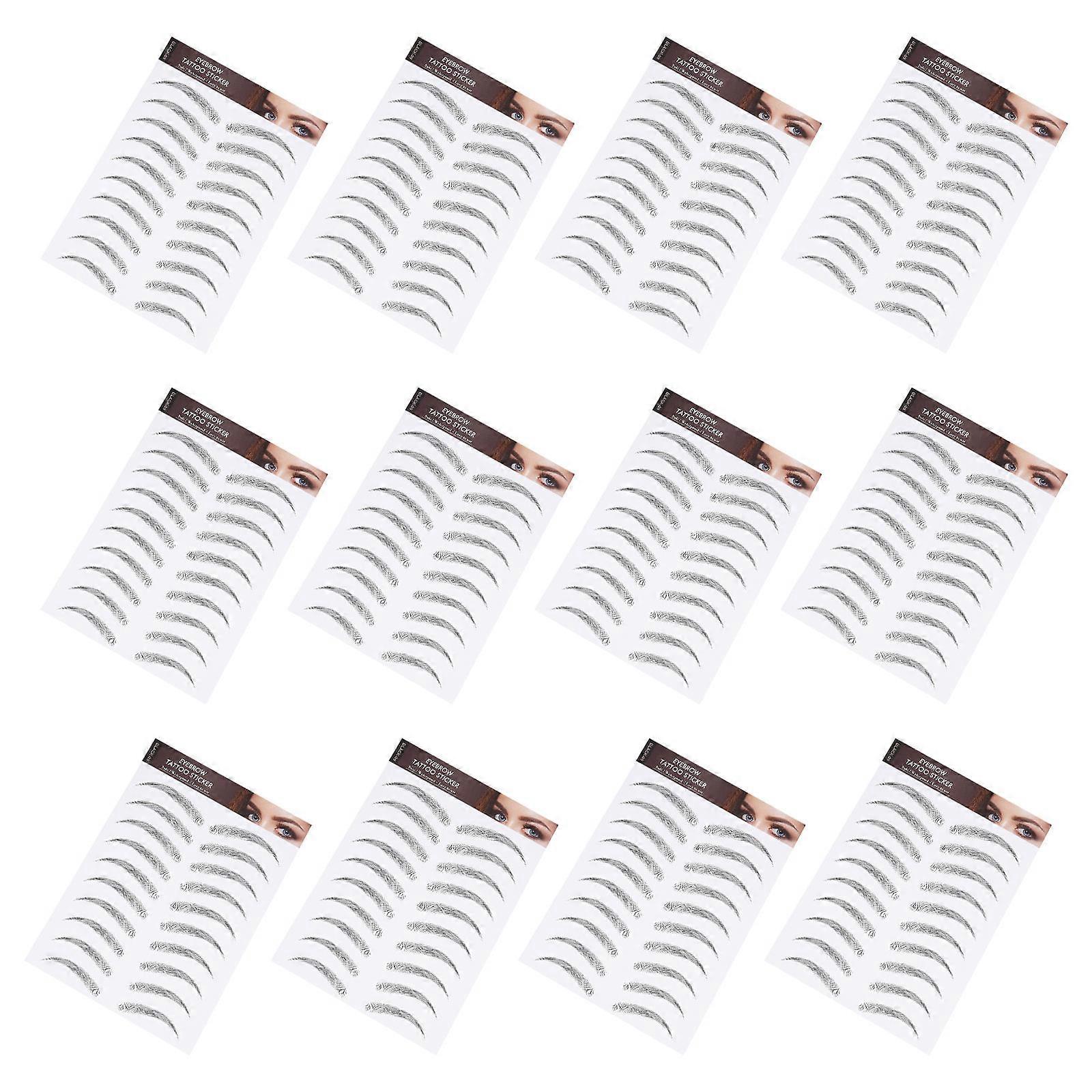 Waterproof Eyebrow Tattoos Stickers Black for Full Coverage 24Sheets