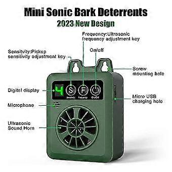 SNQTV-Anti Barking Device, Dog Barking Control Device, Rechargeable Ultrasonic Dog Bark Deterrent Pet Training Tool-Green