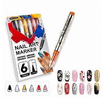 Caneta Marcadora de Unhas 3D em 12 Cores, Esmalte de Unhas de Secagem Rápida, Marcadores de Tinta Acrílica, Pincel Delineador para Pintura de Pontilhismo, Ideal para Design de Unhas DIY