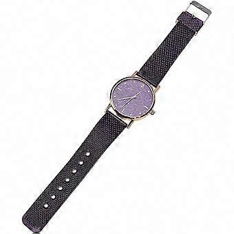 Women Quartz Watch Round Stainless Steel Glass Mirror 1 Piece for Daily Business Use