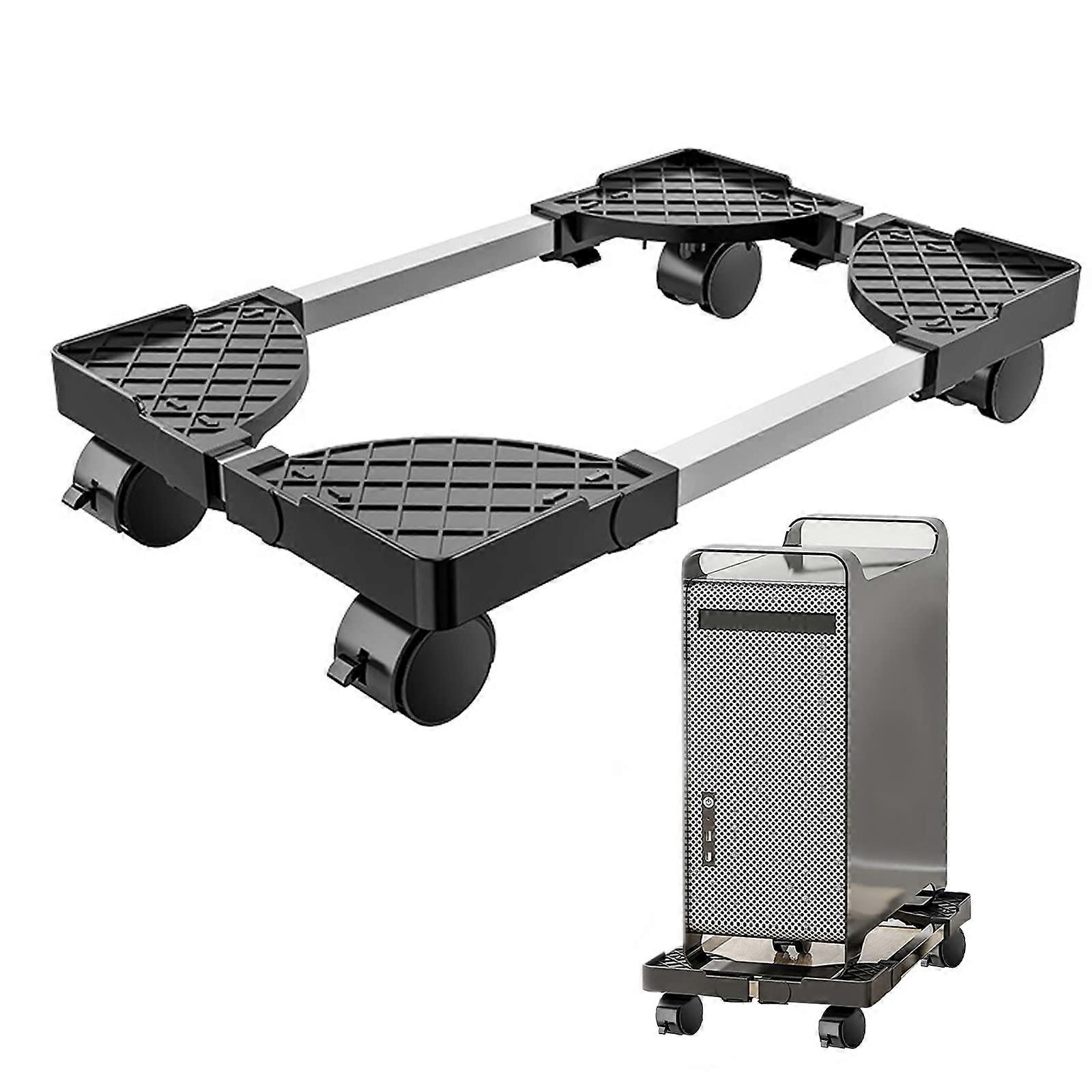 Computer Tower Stand  Adjustable Under Desk CPU Stand with 4 Wheels, PC Case Holder, Black
