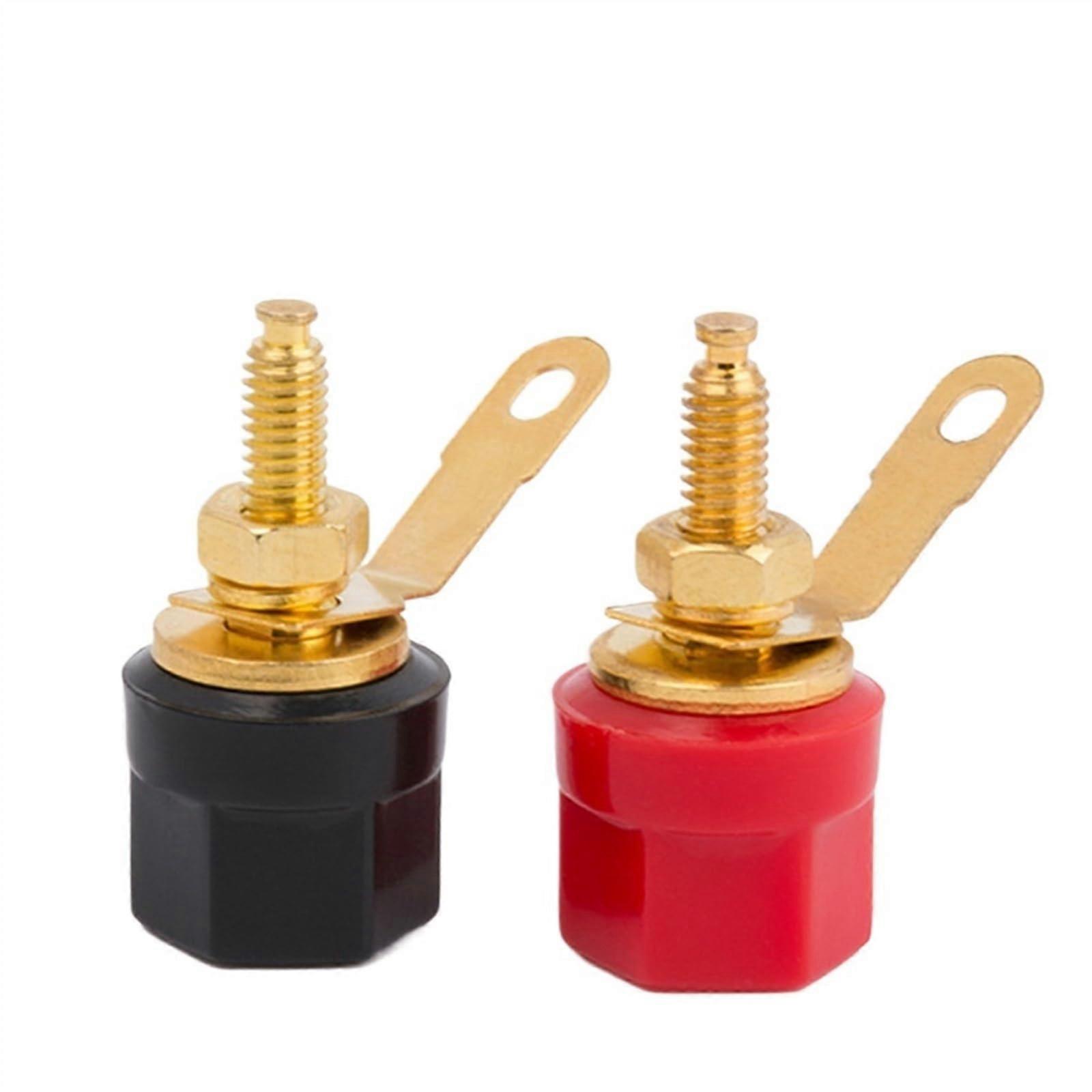 2Pcs Gold-Plated 4mm Banana Socket Hexagonal 301 Binding Post Speaker Terminal