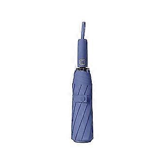 Automatic Folding Travel Umbrella Blue Compact Windproof Sun and Rain Protection for Men and Women