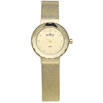 Skagen Leonora Quartz Analog Women Watch with 456SGSG Gold Plated Stainless Steel Bracelet