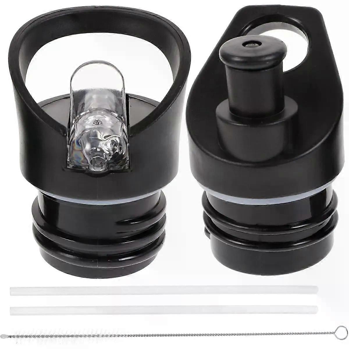 2 Pack Water Bottle Replacement Lids with Straw and Brush