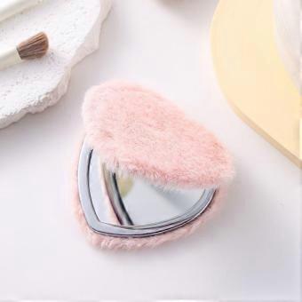 Valentine'S Day Gift Folding Plush Double-Sided Makeup Mirror Portable Elegant Travel Handheld Cosmetic Mirror Compact Pocket