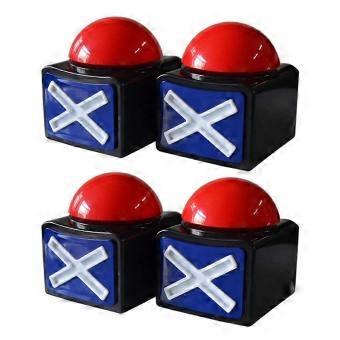 4-Piece Game Answer Buzzer with Alarm Sound & Light for Trivia Quiz, Game Shows, and Got Talent Style Parties