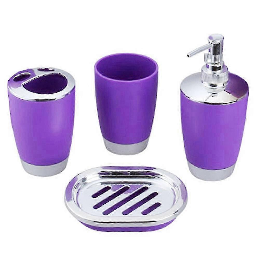 Purple 4-Pc Bathroom Set Plastic