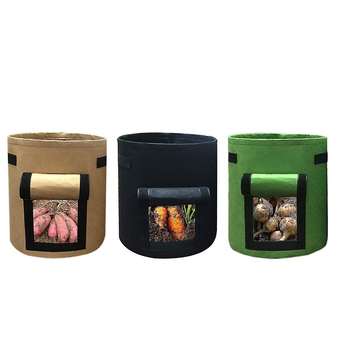 3pcs Of Planter Grow Bags Underside Flap Access Assorted Color