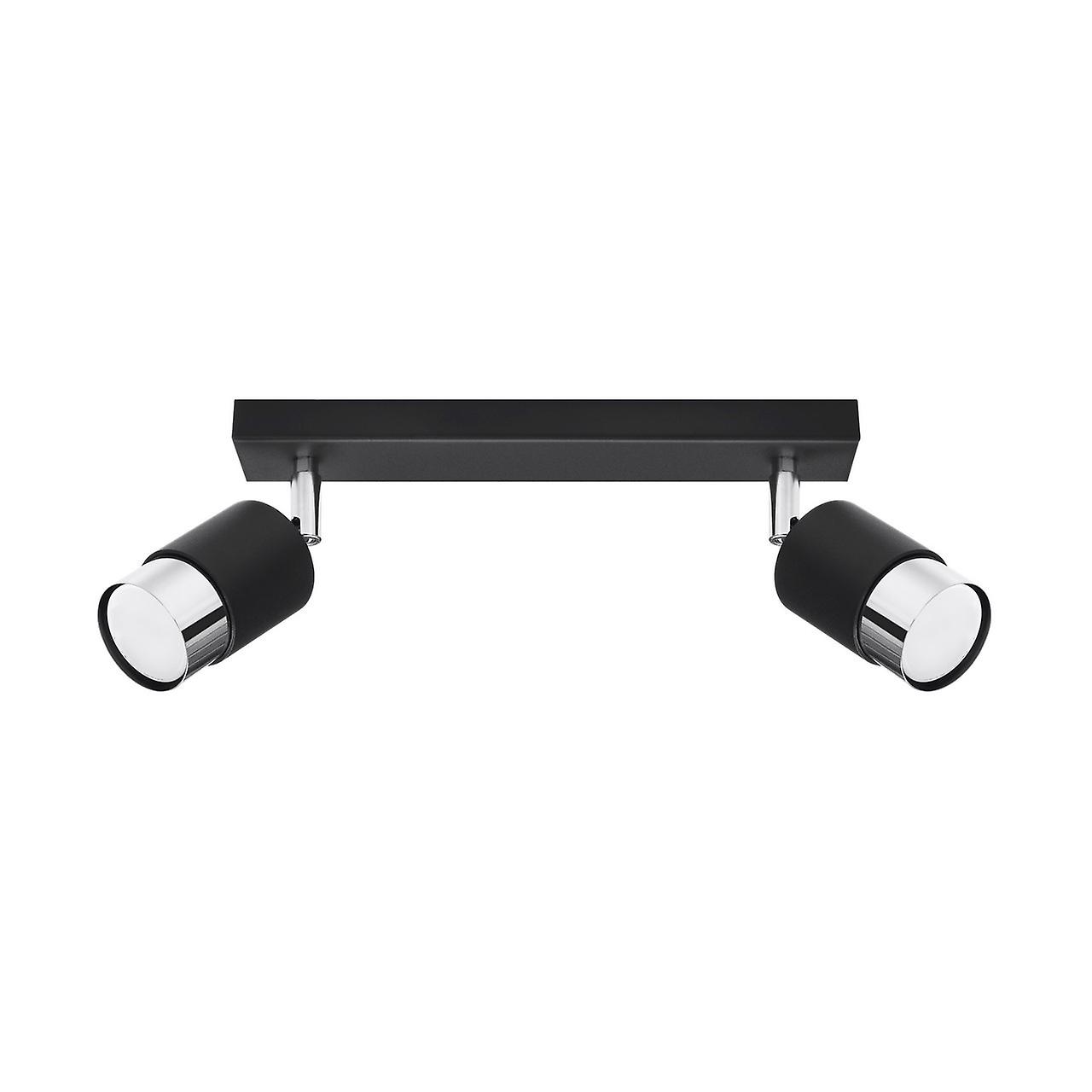 Sollux Nero Twin Ceiling Spotlight, Black/Chrome, 2x GU10