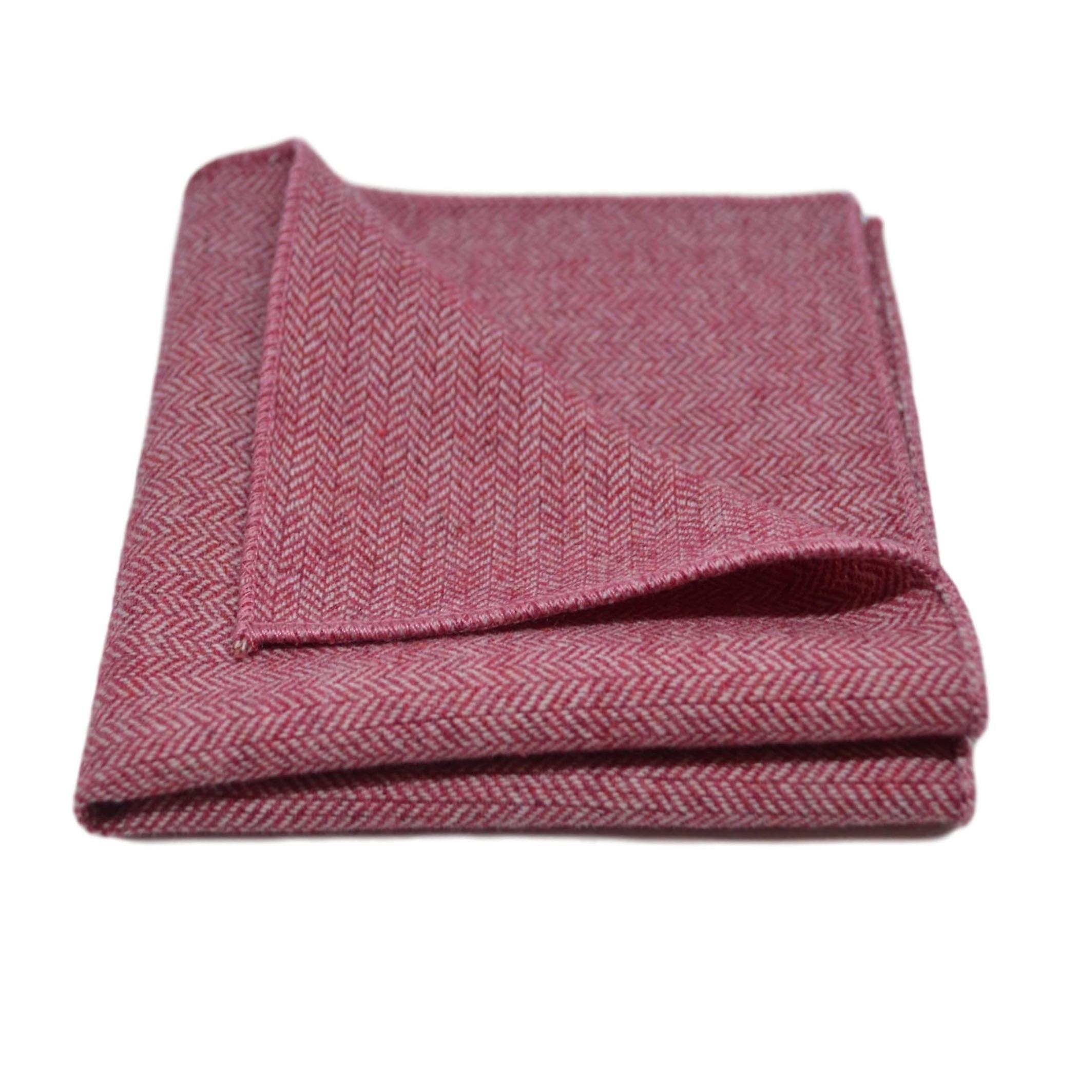 Berry Red Herringbone Bow Tie & Pocket Square Set