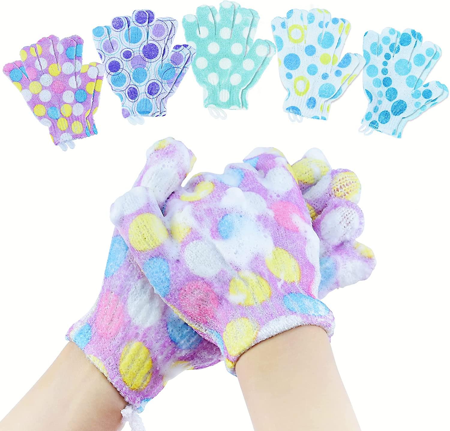 10 عبوات قفازات تقشير ، قفازات دش لتنظيف الجسم ، ميت ديب كلين ، مزيل الجلد الميت للتدليك ، حمام سبا وإكسسوارات الاستحمام - متعدد الألوان وا
