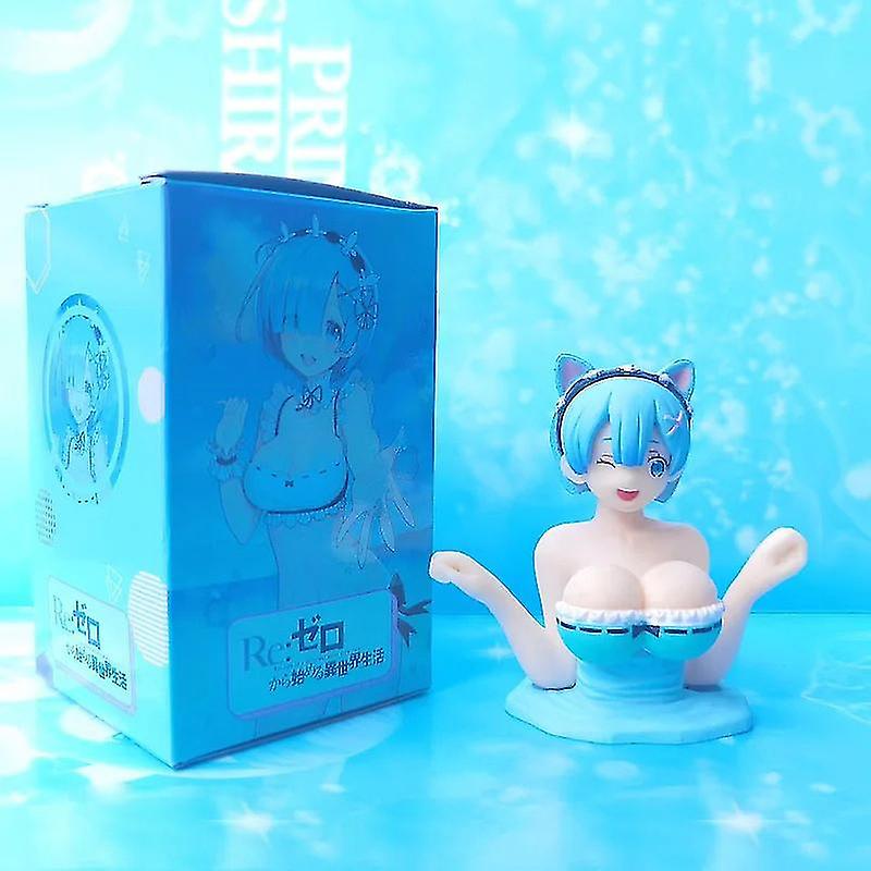 Rem Model With Trembling Chest Japanese Anime Half Body Spa Figurine Collectibles Car Decor For Fans