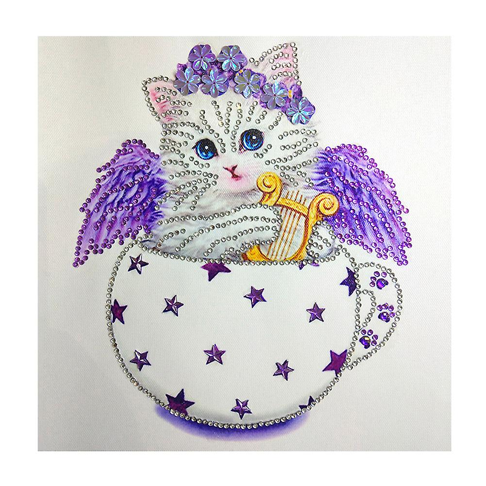 Children Handmade Kitty Pattern DIY Stereo Feeling Rhinestone Diamond Drawing Painting