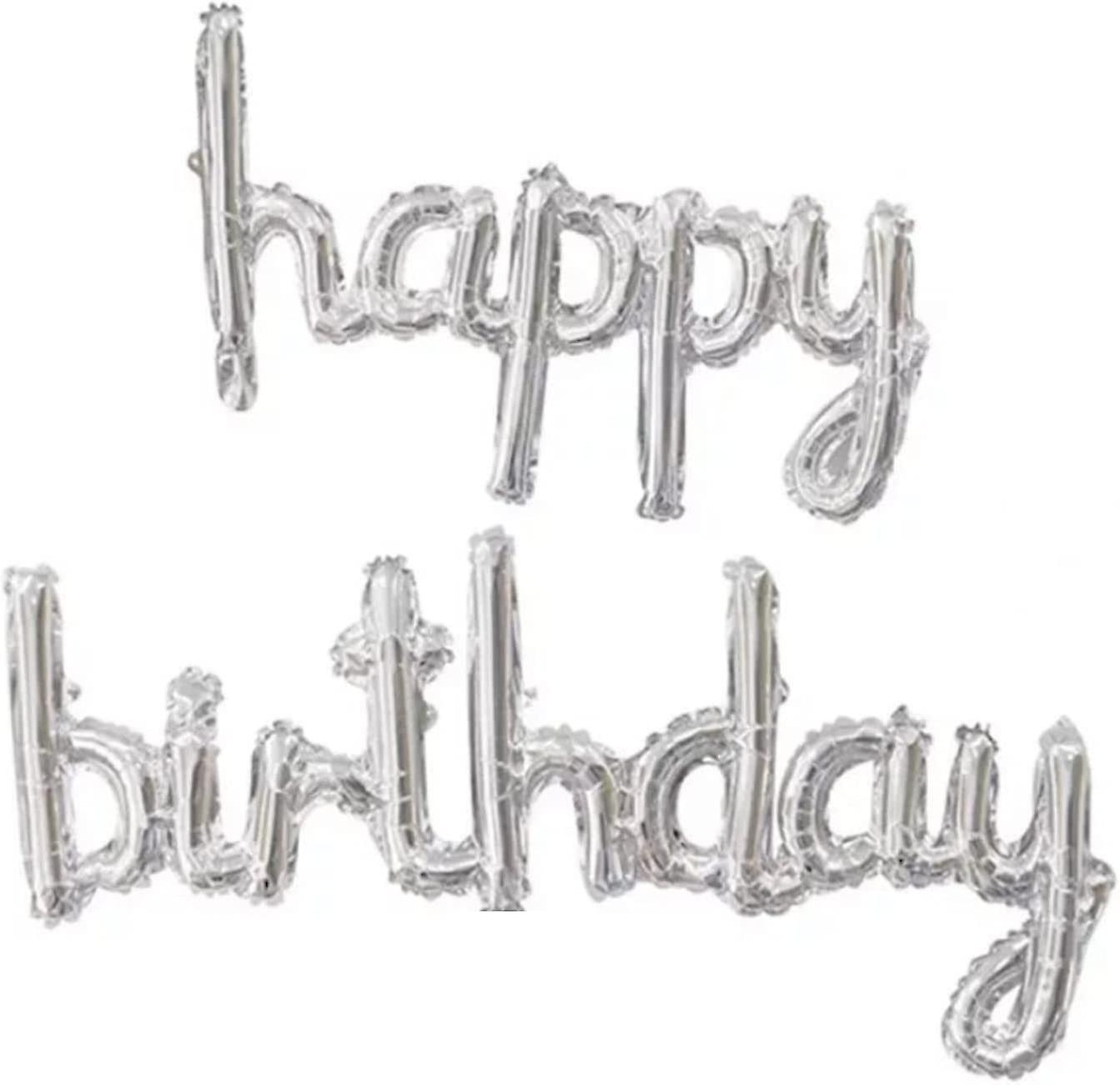 Happy Birthday Cursive For Theme Party Or Event Decoration Easy To Install For Unisex Birthday
