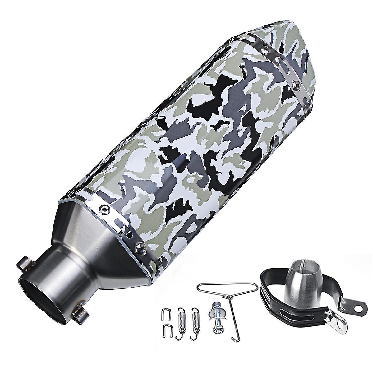 Universell motorsykkel eksoslyddemperrør i rustfritt stål med lyddemper