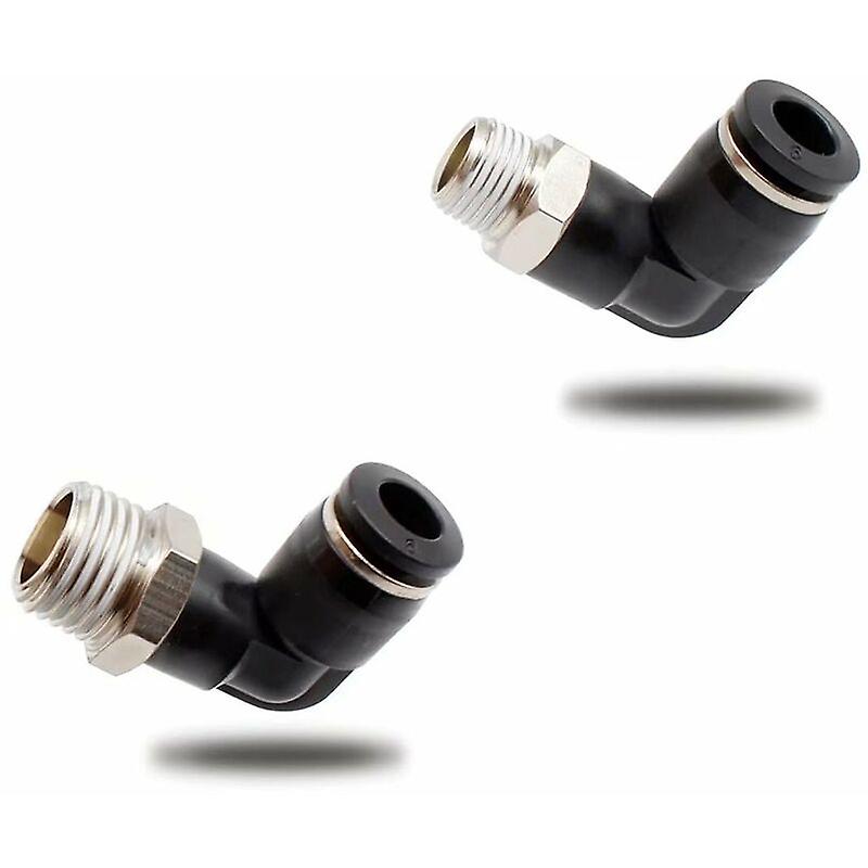 6 Pieces Pneumatic Connectors, Male Thread Quick Connectors, Black Pneumatic Elbow Connector, Suitable for DIY Tools(4mm,M5)