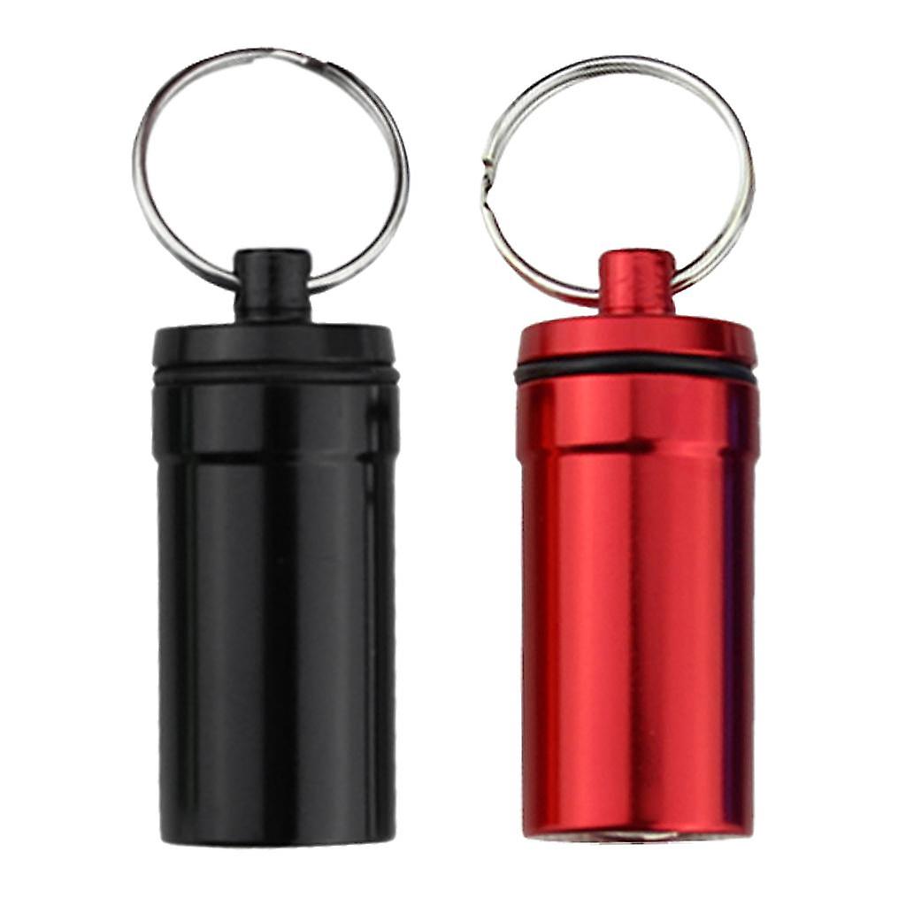 2 Pieces Sealed Waterproof Alloy Pill Capsule Box Container Bottle Keychain