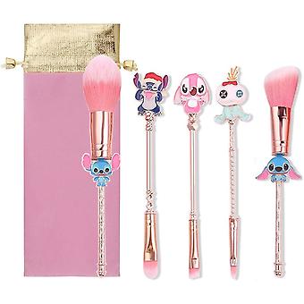 Kosmetische Pinsel für Puder-Lidschatten-Rouge, Lippen, 5 Stück, tragbares Kawaii-Make-up-Pinsel-Set