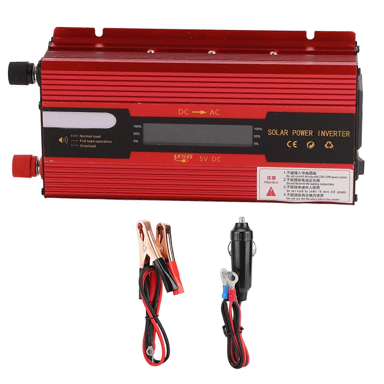 1000W Portable Solar Power Inverter for Home (12V to 220V/LCD)