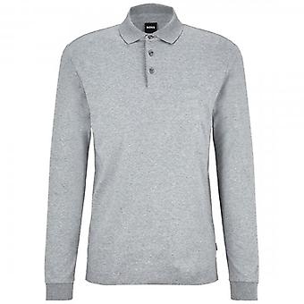 Men's Hugo Boss Pado 30 Plain Long Sleeved Jersey Polo Light Grey 041 50468392