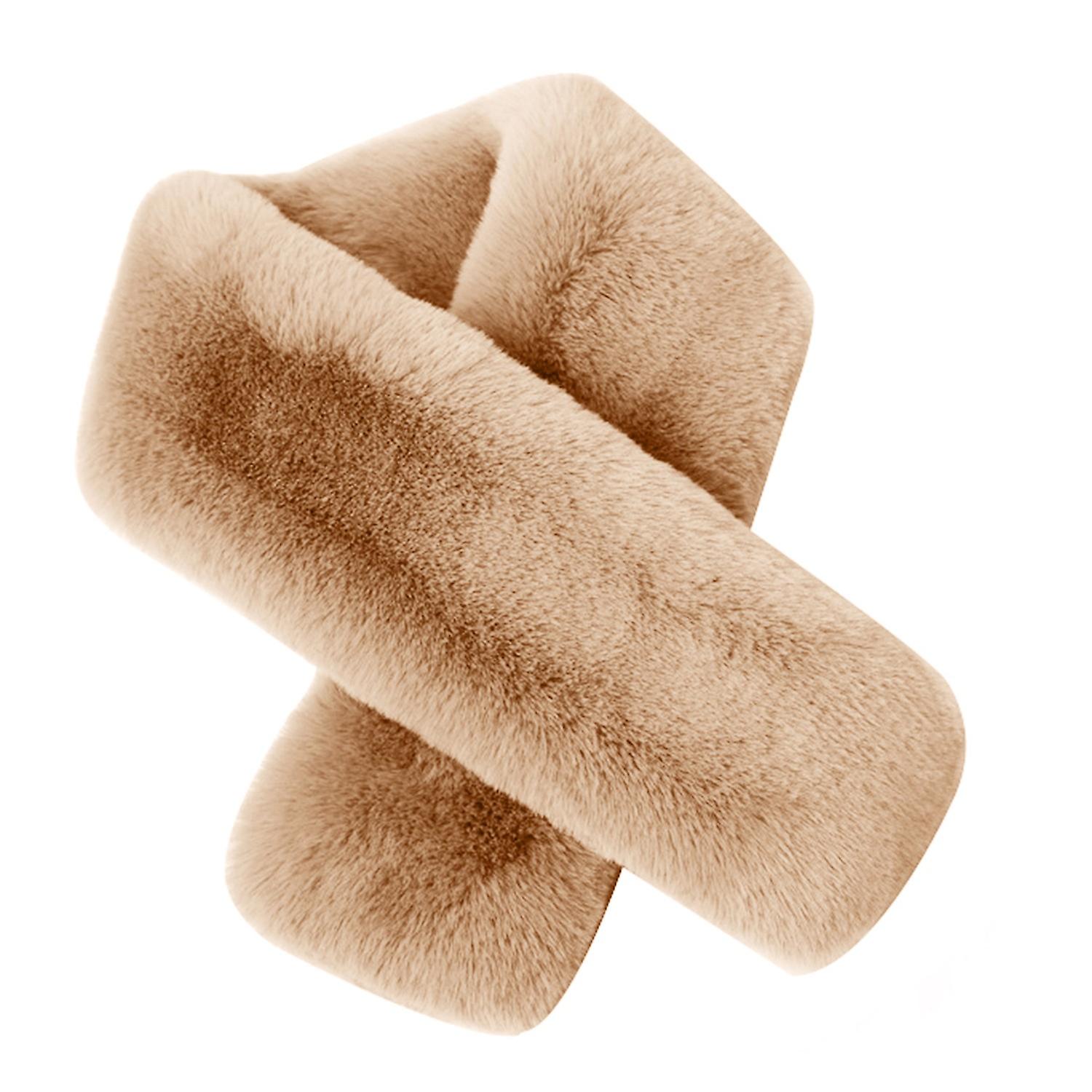 Cross Scarf Faux Rabbit Fur Double-sided Thickened Soft Washable Keep Warm Pure Color Autumn Winter