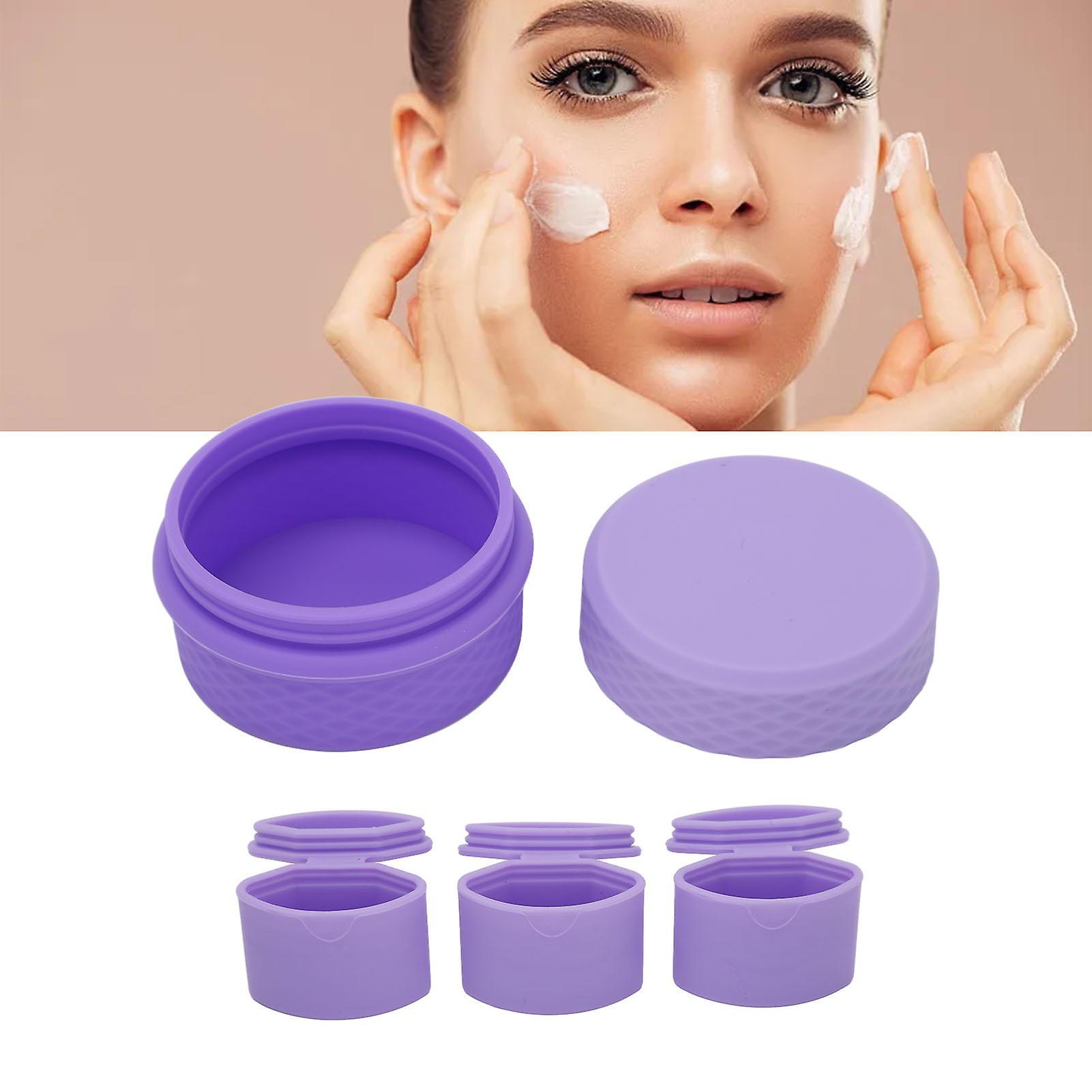 Travel Silicone Makeup Containers Set with 3 Dispensers Refillable Empty Silicone Cream Jars with Sealed Lids and Spoon 
