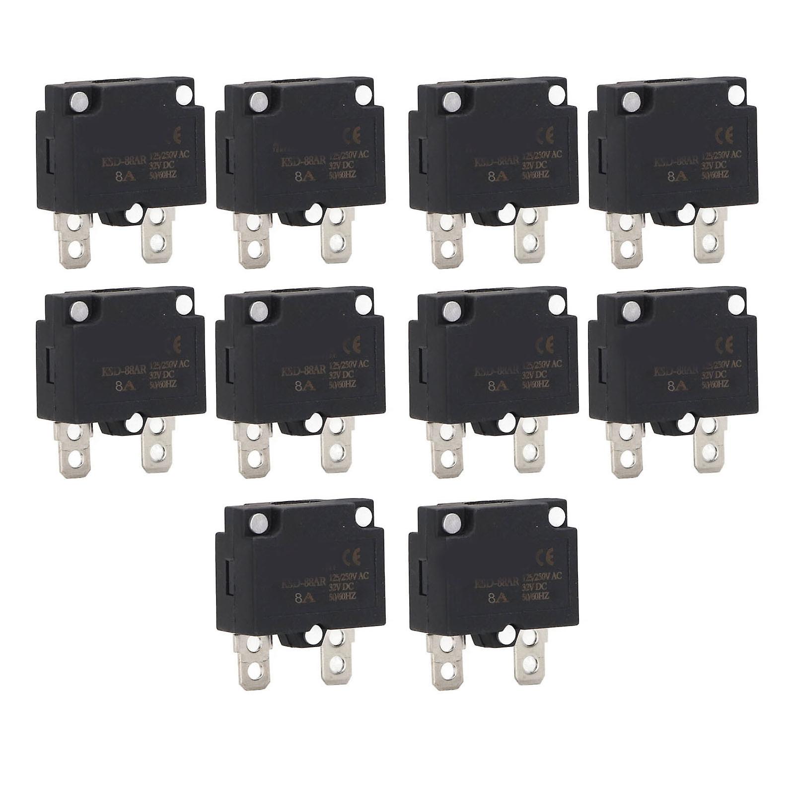 10Pcs Auto Reset Overload Protector Fuse Circuit Breaker for Children Ride On Car Accessories AC125 250V