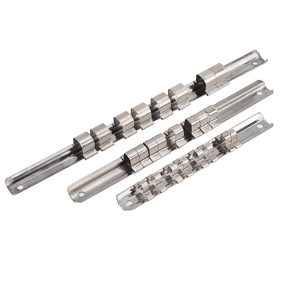 3PCS Stainless Steel 8-Position Socket Rack Rails 15-26cm Organizer