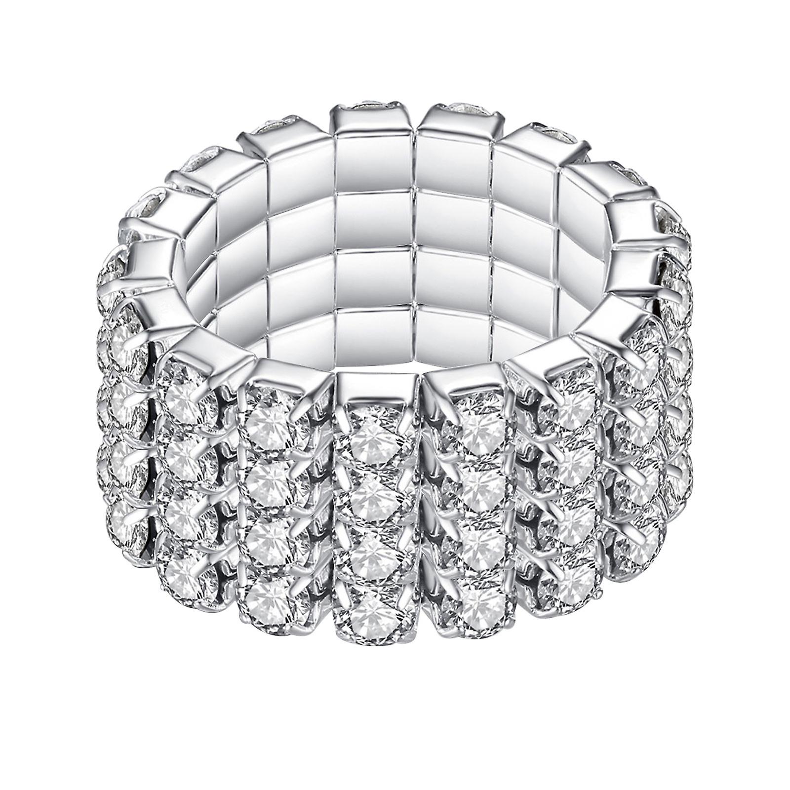 Multi-finger Elastic Ring Diamond Ring Mixed With Automatic Adjustment Elastic Ring