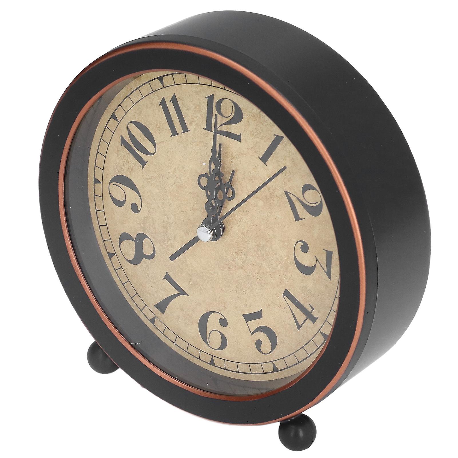 Desk Clock Retro Style Easy Identification Silent Ticking Nonradiative High Accuracy Battery Alarm Clock for Home Office