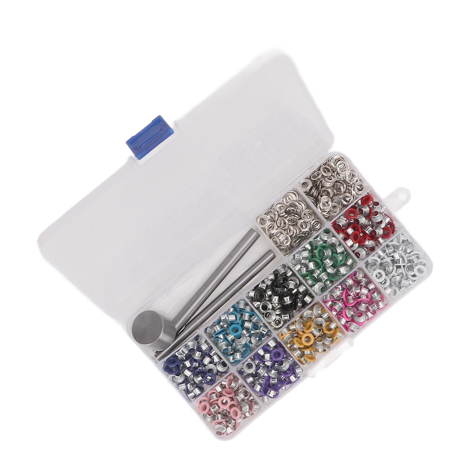 4mm Grommet Tool Kit Multicolor DIY Decorations Eyelet Grommet Kit with Transparent Storage Box Grommets for Pants Hats 