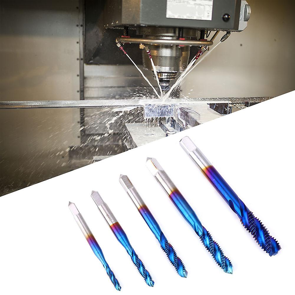 5Pcs Screw Thread Tap Blue Coated High Speed Steel Tapping Drill Bit for Machine Tool