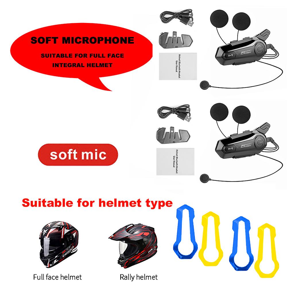 Motorcycle Helmet Intercom Bluetooth Headset 1000M for 2 Riders intercomunicador waterproof noise reduction wireless intercom~10144