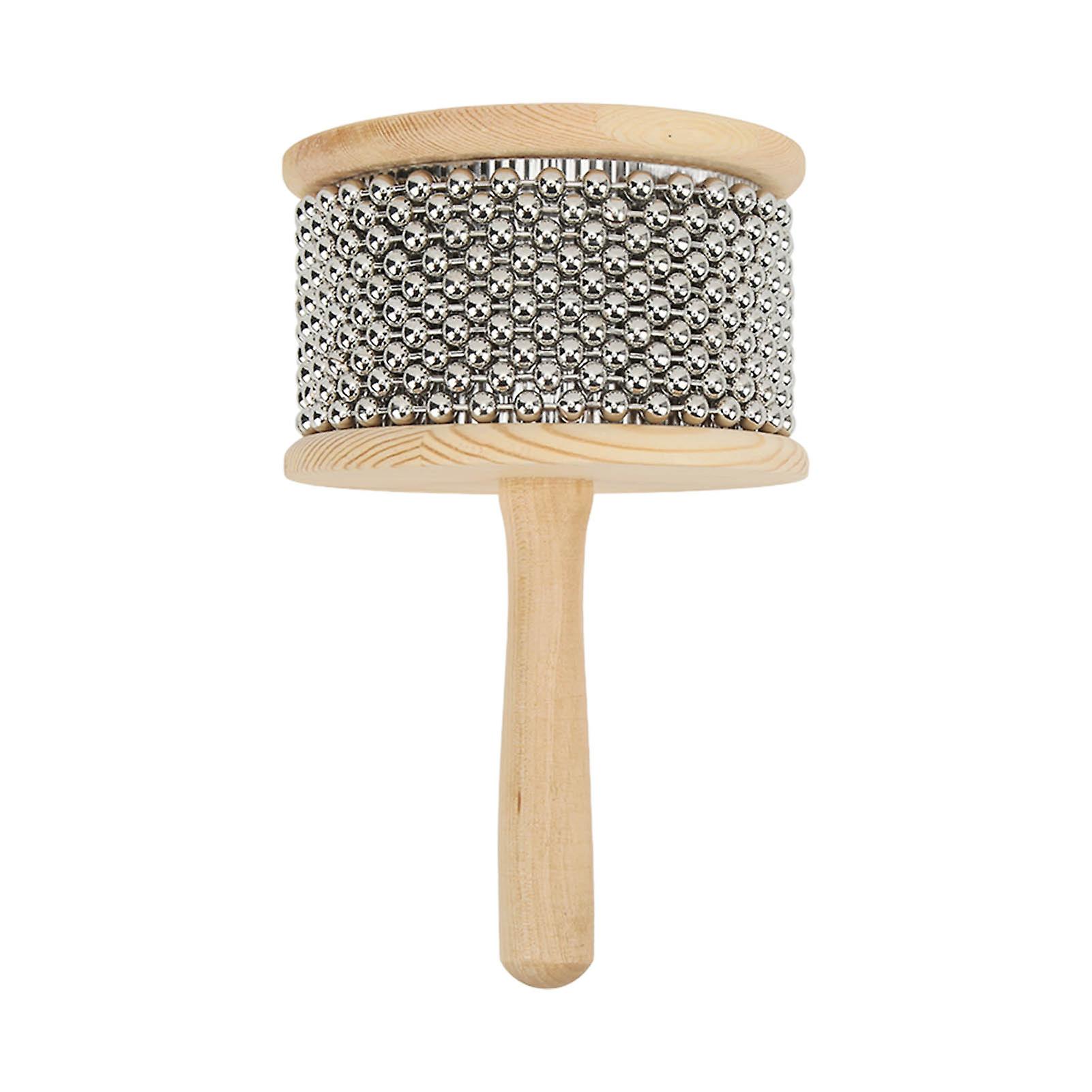 Cabasa en bois avec boule en acier, jouet à manivelle, instrument de musique portable pour enfants, grand format