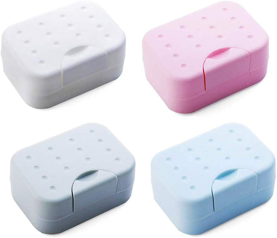 4 Pack Travel Soap Box, Soap Dish with Lid, Soap Dishes with Lid ， Plastic Soap Box, Easy to Clean S