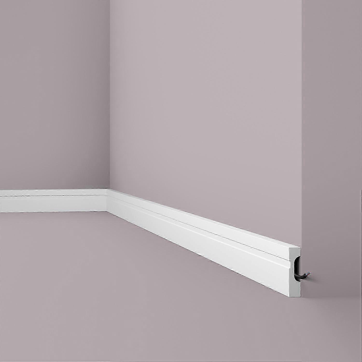 NMC 1 x Skirting FD7 WALLSTYL 200 cm x 1,8 cm x 7 cm white Extruded polystyrene (HDPS) pre-primed lightweight, dimensionally stable, shockproof with c