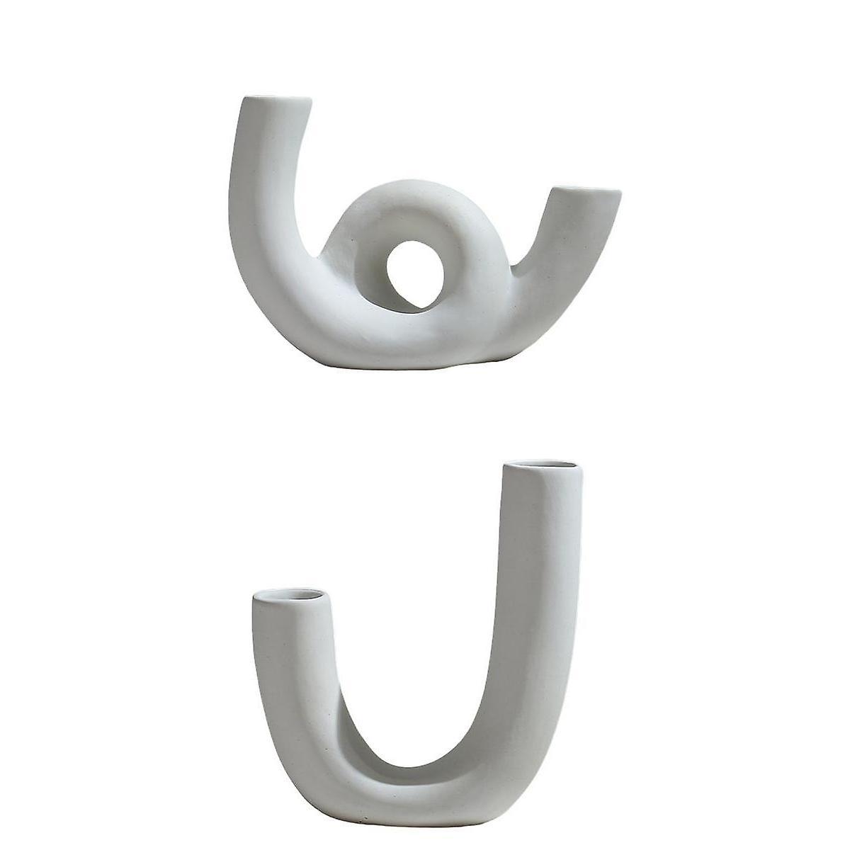 2x Elegant Ceramic Vase Simplest Decorative Studio Bookcase Centerpiece