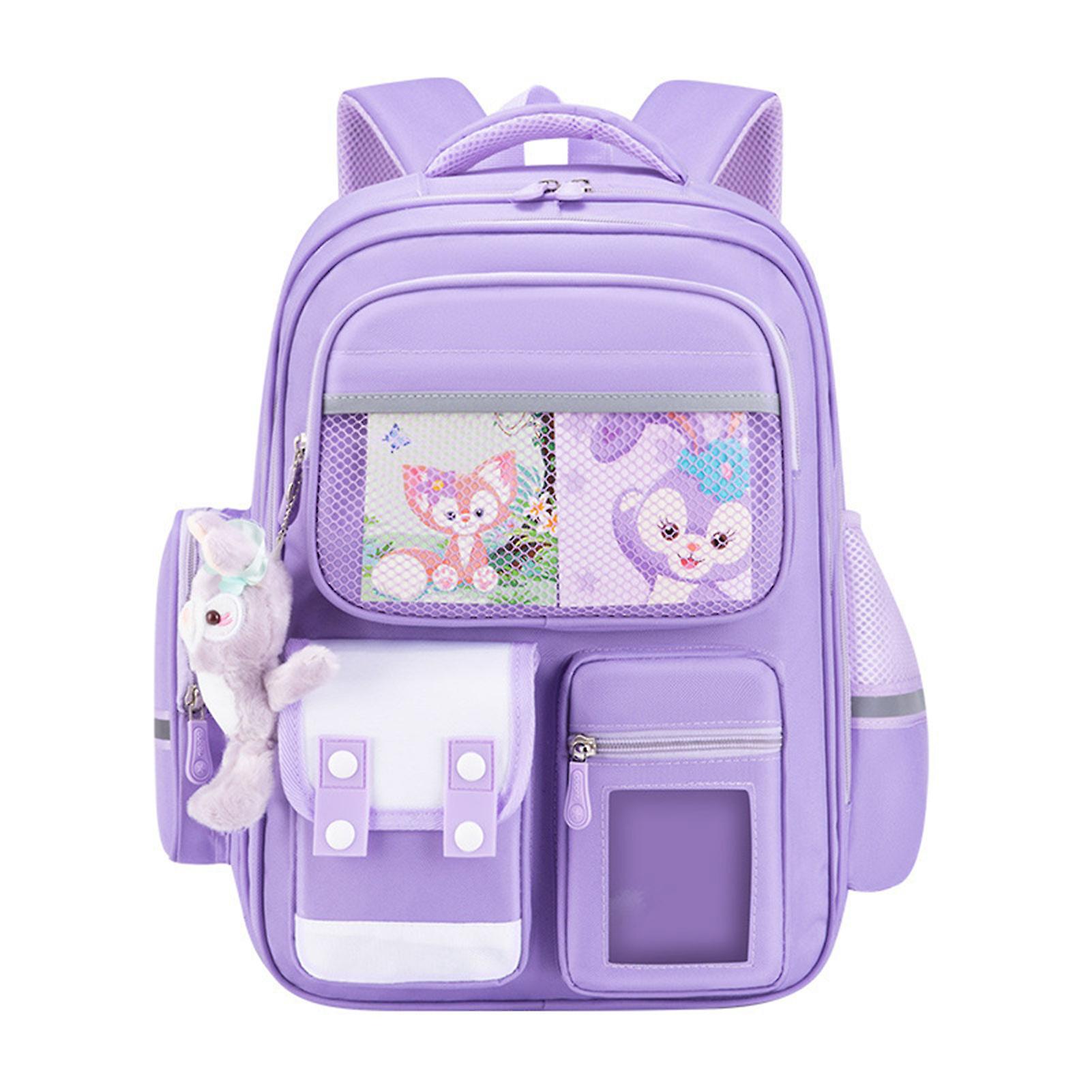 Cute Backpack with Cartoon Pattern Stylish Portable Versatile Bookbag for Hiking Travel