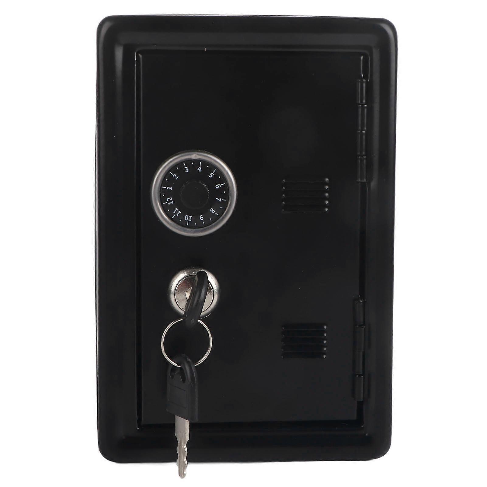 Kids Learning Toy Money Box Password Cash Coins Saving Safe Box Style Gift With 2 Keys (black)