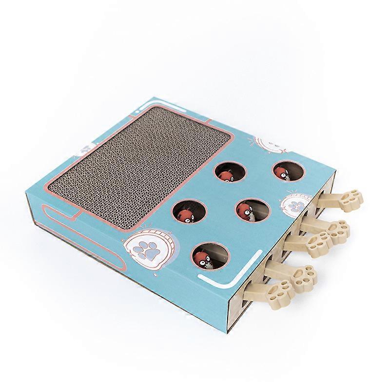Cat Enrichment Toy Interactive Grind Claw Rest Play 3 In 1 Boredom Relief Whack A Mole Cat Toy With Cat Scratching Pad 5 Holes