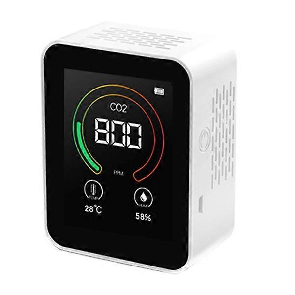 (WhitePortable digital multi-function carbon dioxide MON air quality detector for home office