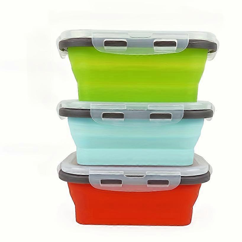 3-Pack Foldable Storage Containers - Leak-Proof, Airtight 500ml Lunch Boxes - Durable, Space-Saving, BPA-Free - Perfect for Back to School, Class, Col