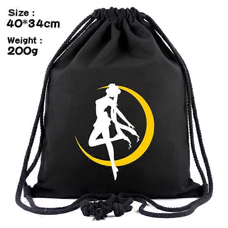 Anime Sailor Moon Backpack Canvas Drawstring Pocket Simple Student School Bag